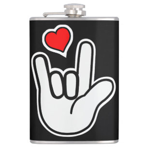 Sign Language I Love You Sign Hip Flask