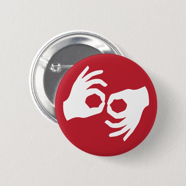 Sign language interpretation symbol 2 inch round button (Front & Back)