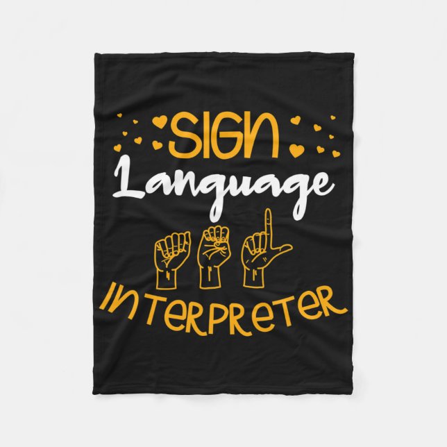 Sign Language Interpreter Deaf Sign Language Aware Fleece Blanket (Front)