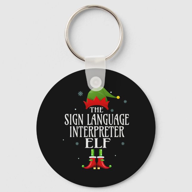 Sign Language Interpreter Elf Matching Family Grou Keychain (Front)