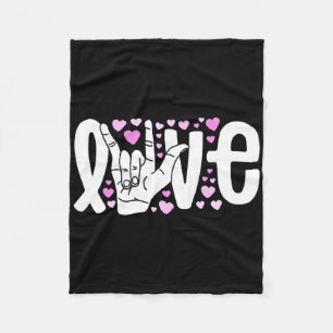 Sign Language Love Asl Be Kind Deaf Awareness Fleece Blanket