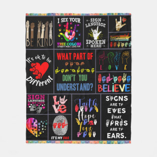 Sign language love bg ASL Mom Love Fleece Blanket