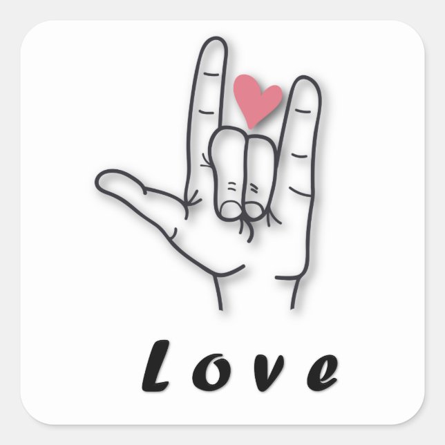 Sign Language Love Square Sticker (Front)