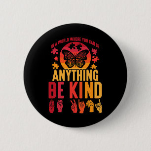 Sign Language Puzzle Deaf Butterfly 2 Inch Round Button