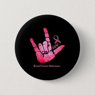 Sign Love Breast Cancer Awareness Pink Ribbon Warr 2 Inch Round Button