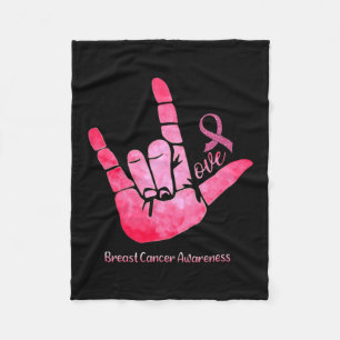 Sign Love Breast Cancer Awareness Pink Ribbon Warr Fleece Blanket