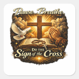 Sign of the Cross Christian Faith  Square Sticker