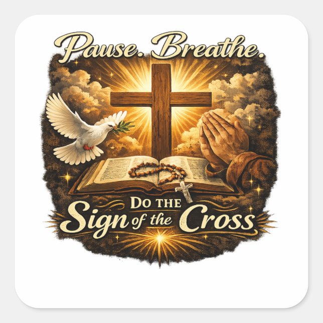 Sign of the Cross Christian Faith  Square Sticker (Front)