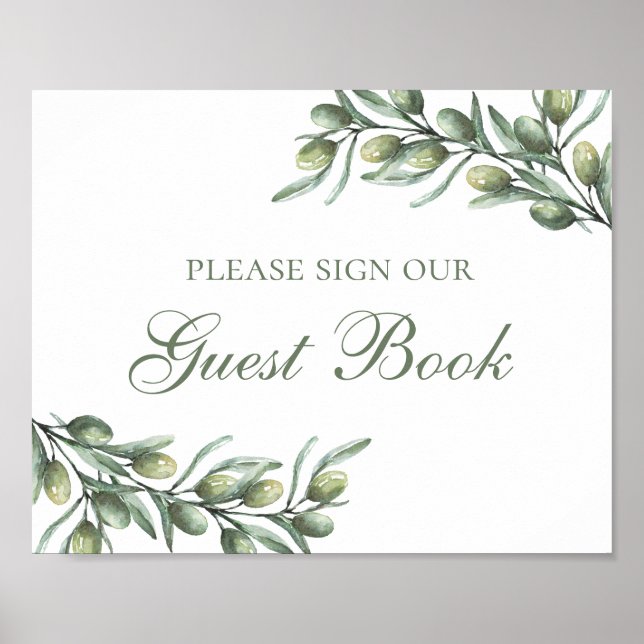 Sign our guest book. Olives. Italian wedding (Front)