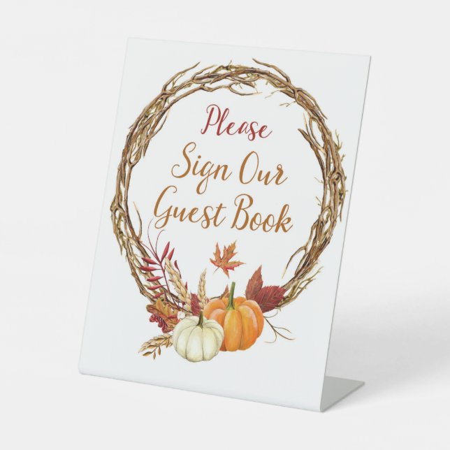 Sign Our Guest book sign - autumn harvest theme (Front)
