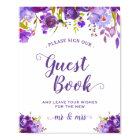 Sign Our Guestbook Violet Purple Floral Sign