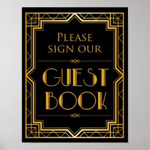 Sign Our Guestbook Wedding Sign   Gatsby Art Deco