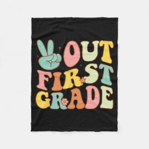 Sign Out First Grade Groovy Last Days School 1st G Fleece Blanket