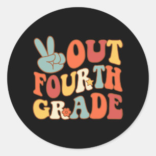 Sign Out Fourth Grade Groovy Last Day School 4th G Classic Round Sticker