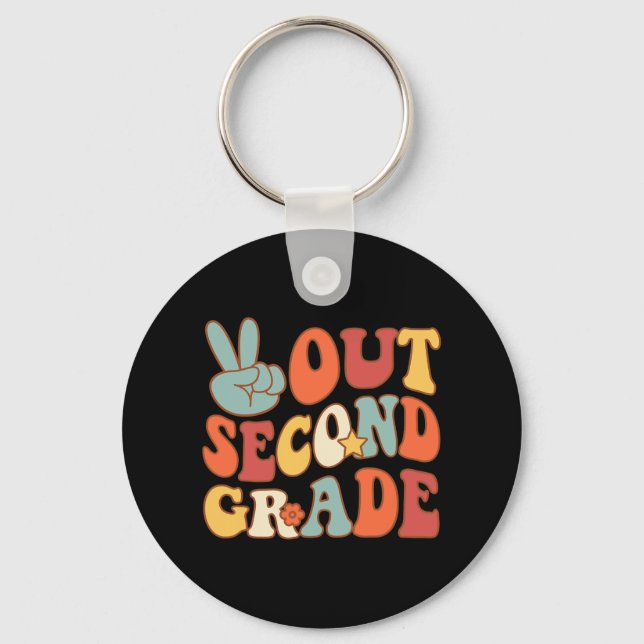 Sign Out Second Grade Groovy 2nd Last Days School  Keychain (Front)