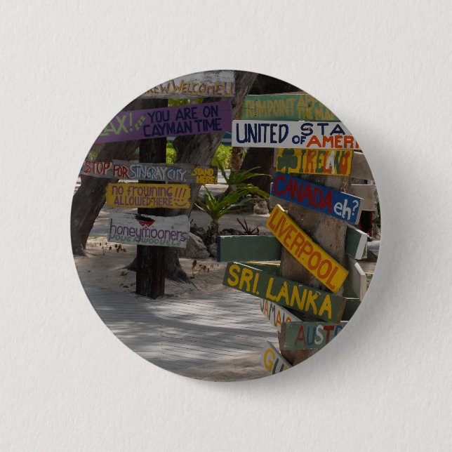 Sign Post Rum Point Grand Cayman 2 Inch Round Button (Front)