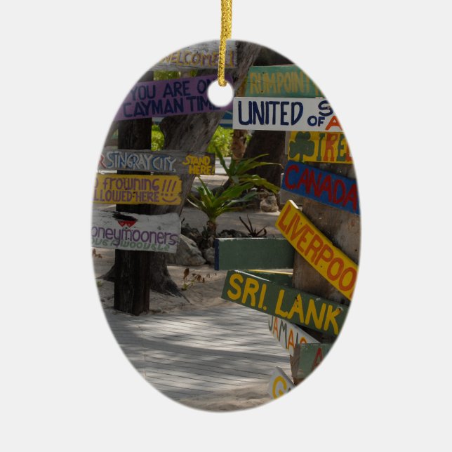 Sign Post Rum Point Grand Cayman Ceramic Ornament (Front)