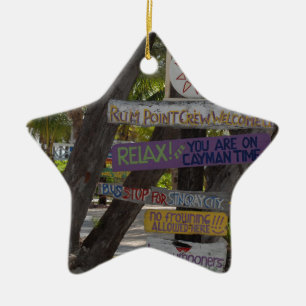 Sign post Rum Point Grand Cayman Ceramic Ornament