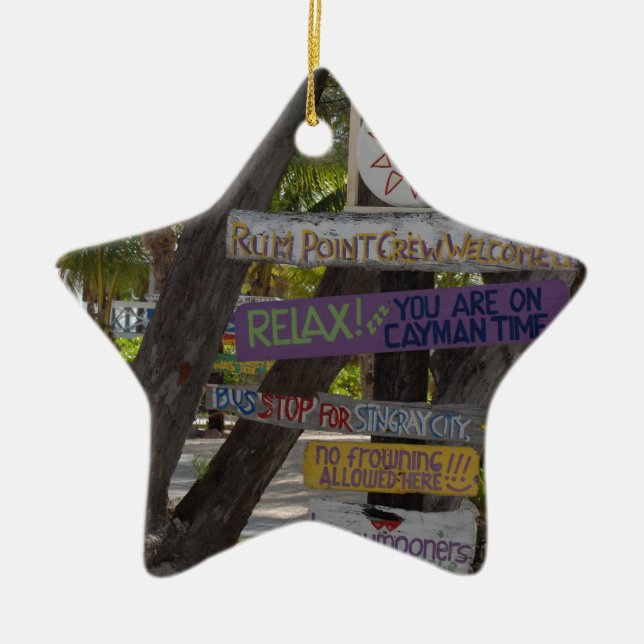 Sign post Rum Point Grand Cayman Ceramic Ornament (Front)