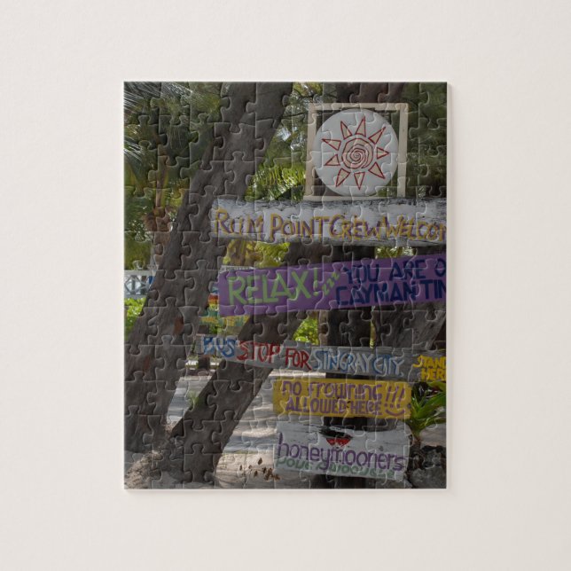 Sign post Rum Point Grand Cayman Jigsaw Puzzle (Vertical)