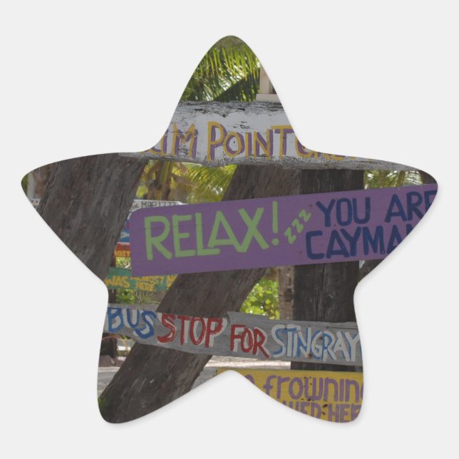 Sign post Rum Point Grand Cayman Star Sticker (Front)