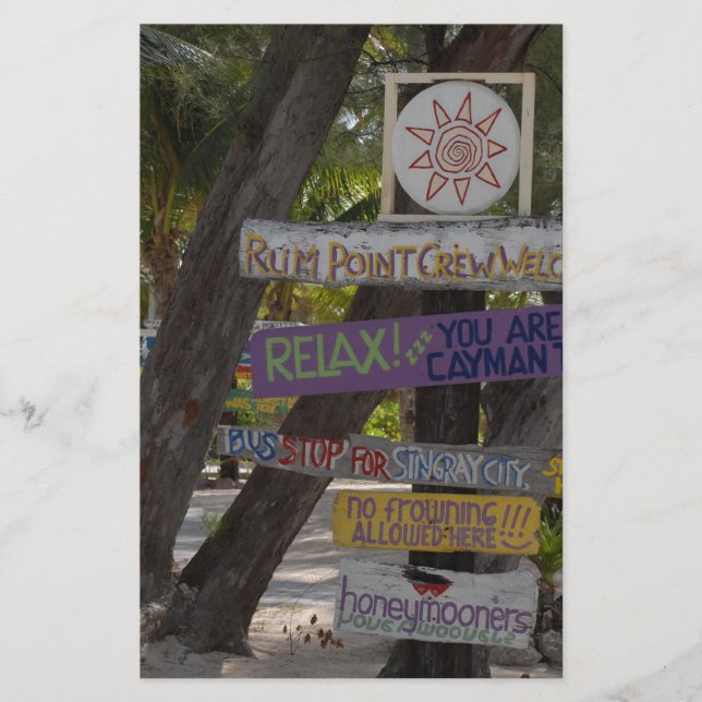 Sign post Rum Point Grand Cayman Stationery (Front)