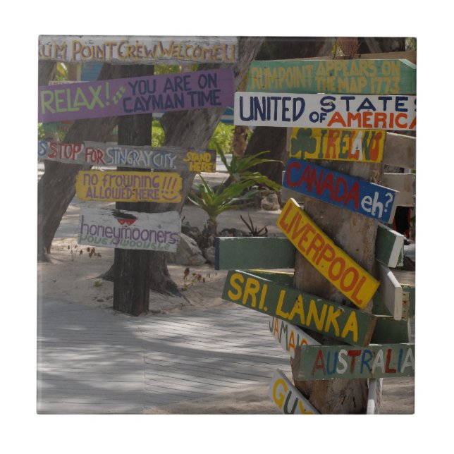 Sign Post Rum Point Grand Cayman Tile (Front)