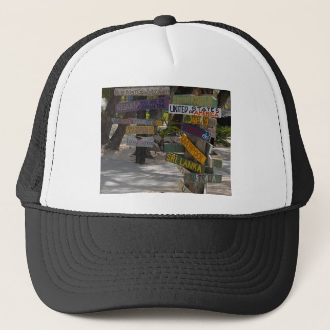 Sign Post Rum Point Grand Cayman Trucker Hat (Front)