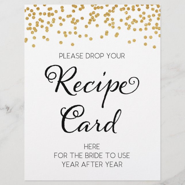 SIGN Recipe for the Bride, Bridal & Wedding Shower (Front)