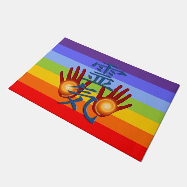 Sign REIKI & Energy Hands + your backgr. & ideas Doormat (Angled)