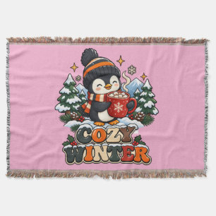 Sign Retro Penguin Cozy Winter Blanket
