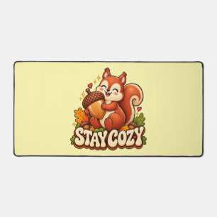 Sign Retro Squirrel Stay Cozy Desk Mat