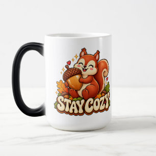 Sign Retro Squirrel Stay Cozy Two Tone Mug