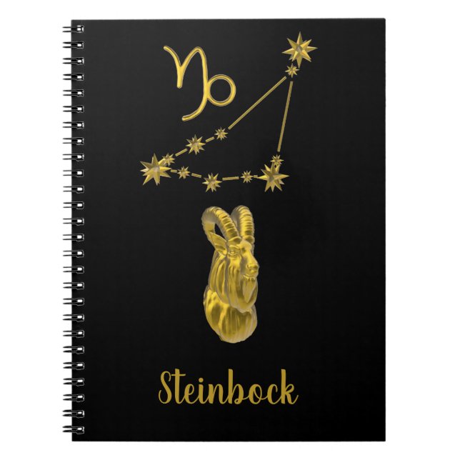 sign Steinbock, gold Notebook (Front)