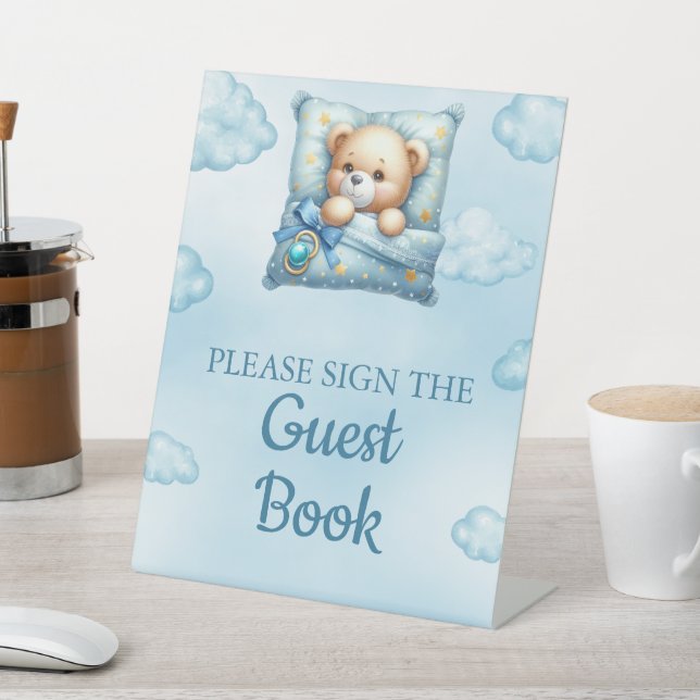 Sign The Guest Book Oh Baby Pillow Teddy Bear (In SItu)