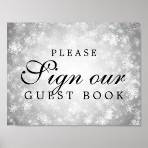 Sign Wedding Guestbook Silver Winter Wonderland