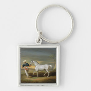 Signal, a grey Arab, with a Groom in the Desert (o Keychain