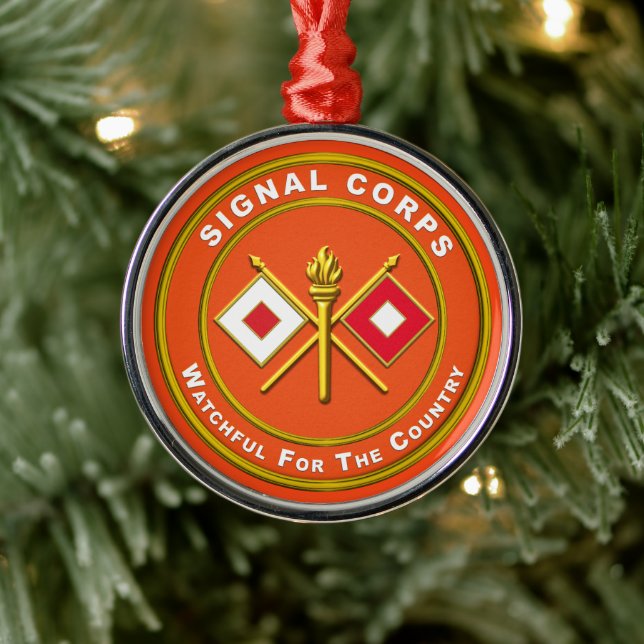 Signal Corps Christmas Metal Ornament (Tree)