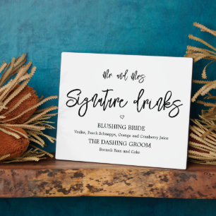 Signal de boissons signées Plaque de table avec de