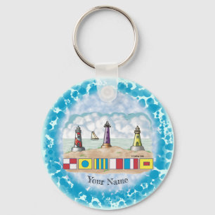 Signal Flags Lighthouse  Keychain