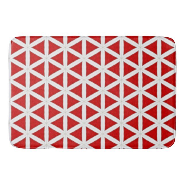 Signal Flux – Red & White Modern Design Bath Mat (Front)