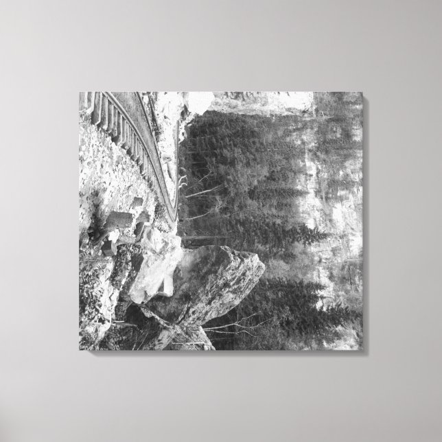 Signal Rock Near Railroad Track Photograph Canvas Print (Front)