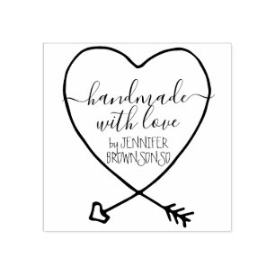 Signature Arrowed Handmade with love business Rubber Stamp