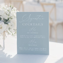 Signature Boire Dusty Blue & White Menu Mariage