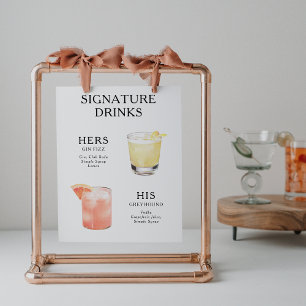 Signature Boissons Mariage Cocktail Menu Poster