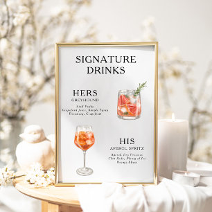 Signature Boissons Mariage Cocktail Menu Poster