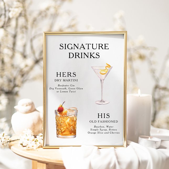 Signature Boissons Mariage Cocktail Menu Poster (Créateur téléchargé)