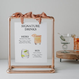 Signature Boissons Mariage Cocktail Menu Poster