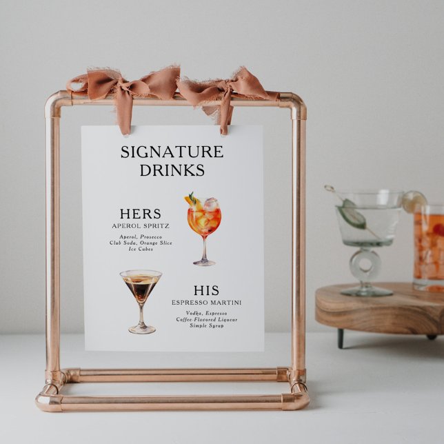 Signature Boissons Mariage Cocktail Menu Poster (Créateur téléchargé)