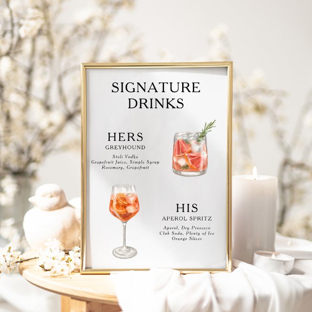 Signature Boissons Mariage Cocktail Menu Poster (Créateur téléchargé)